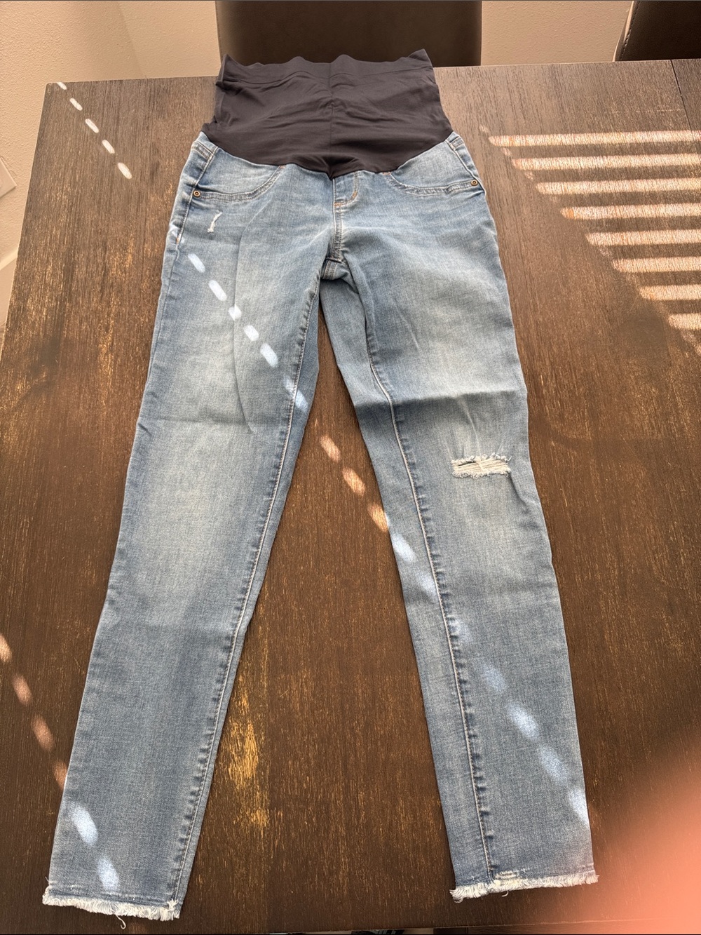 Sonoma Light Blue Skinny Maternity Jeans with Black Overband